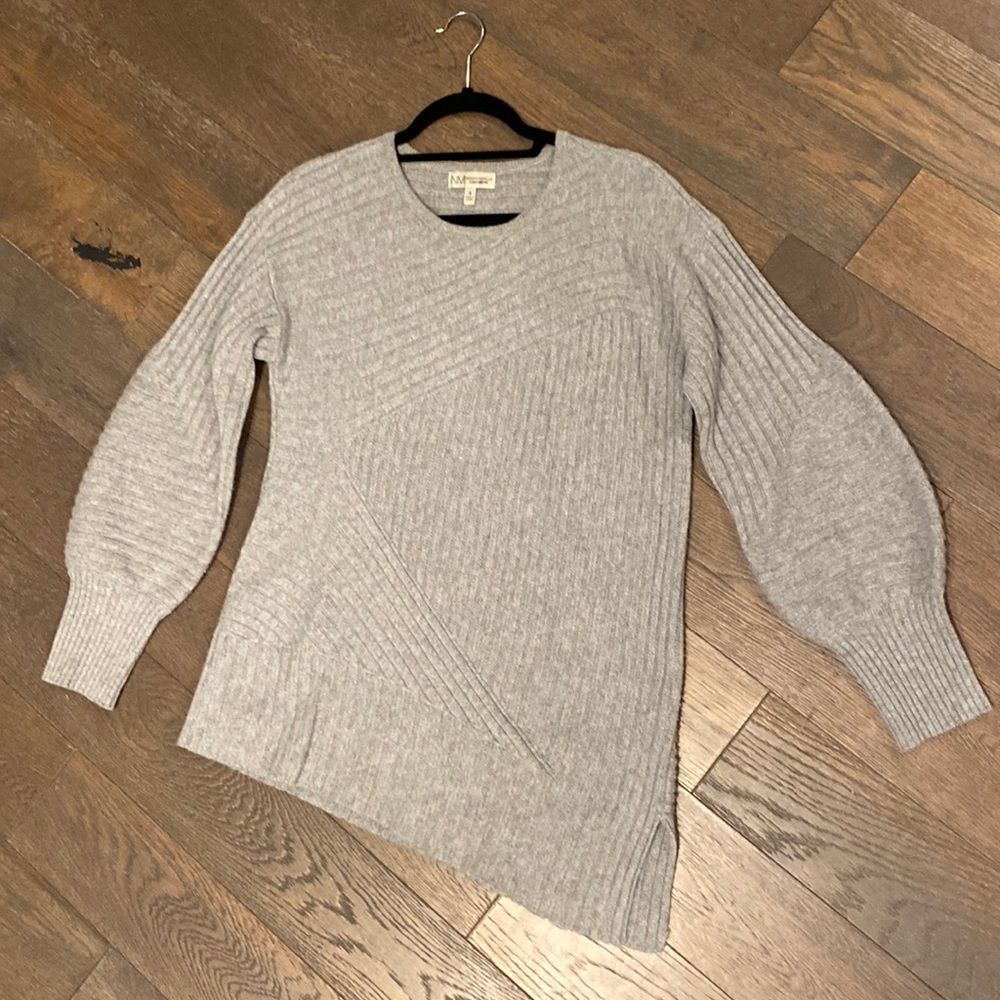 Neiman Marcus Cashmere Geometrical Sweater, Grey